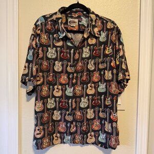 Reyn Spooner 'Art Of Eddy Y' Guitar Print Button-Up Shirt Sz XXL
